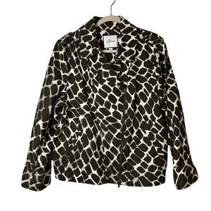 Chaus Women's Zip-Up Jacket – Animal Print Abstract Pattern, Size 14